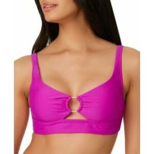 Bar III Banded Ring Bikini Top in Pink, Size XS